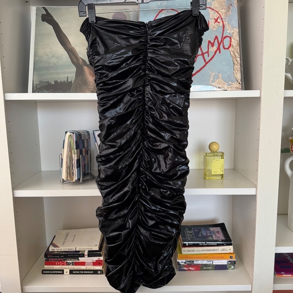 NWT LEAU Black Luna Latex Midi Dress - Picture 6 of 7